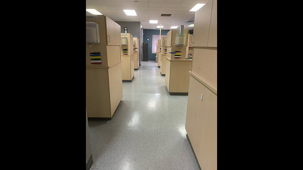 Hallway to dental treatment rooms