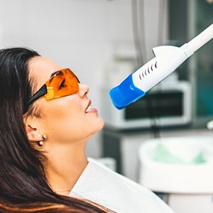 a patient undergoing in office teeth whitening